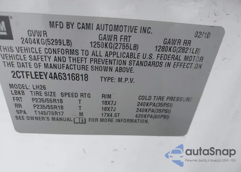 2010 GMC Terrain Sle-2 из США, поврежденный, VIN 2CTFLEEY4A6316818